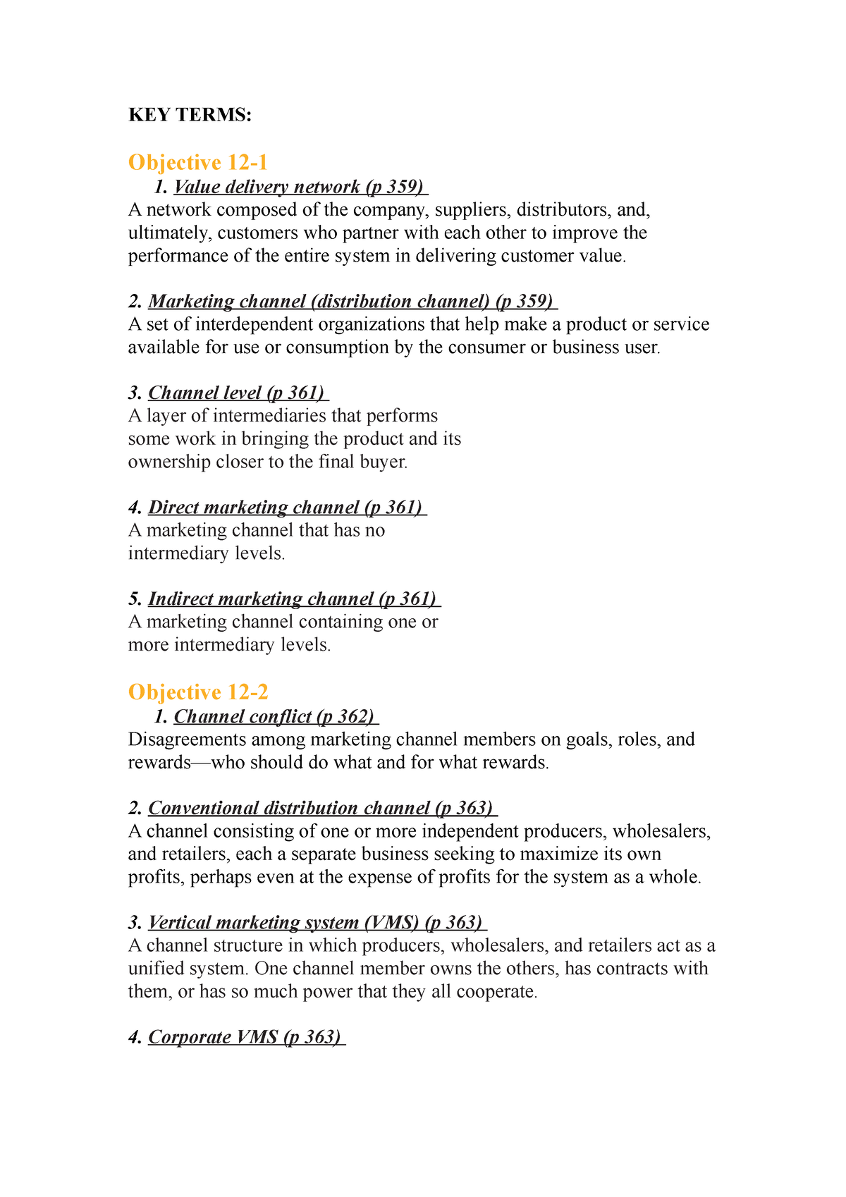 KEY Terms - Key Term Mkt101 Chapter 12 - KEY TERMS: Objective 12- 1 ...