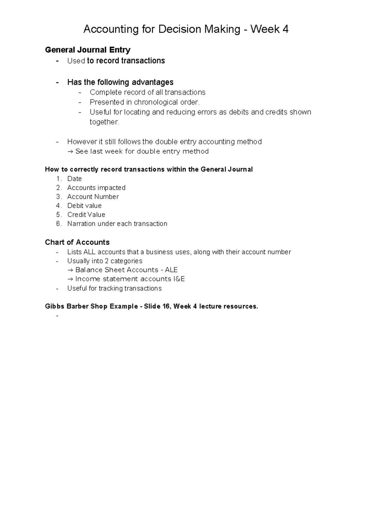 Accounting for Decision Making - Week 4 - Useful for locating and ...