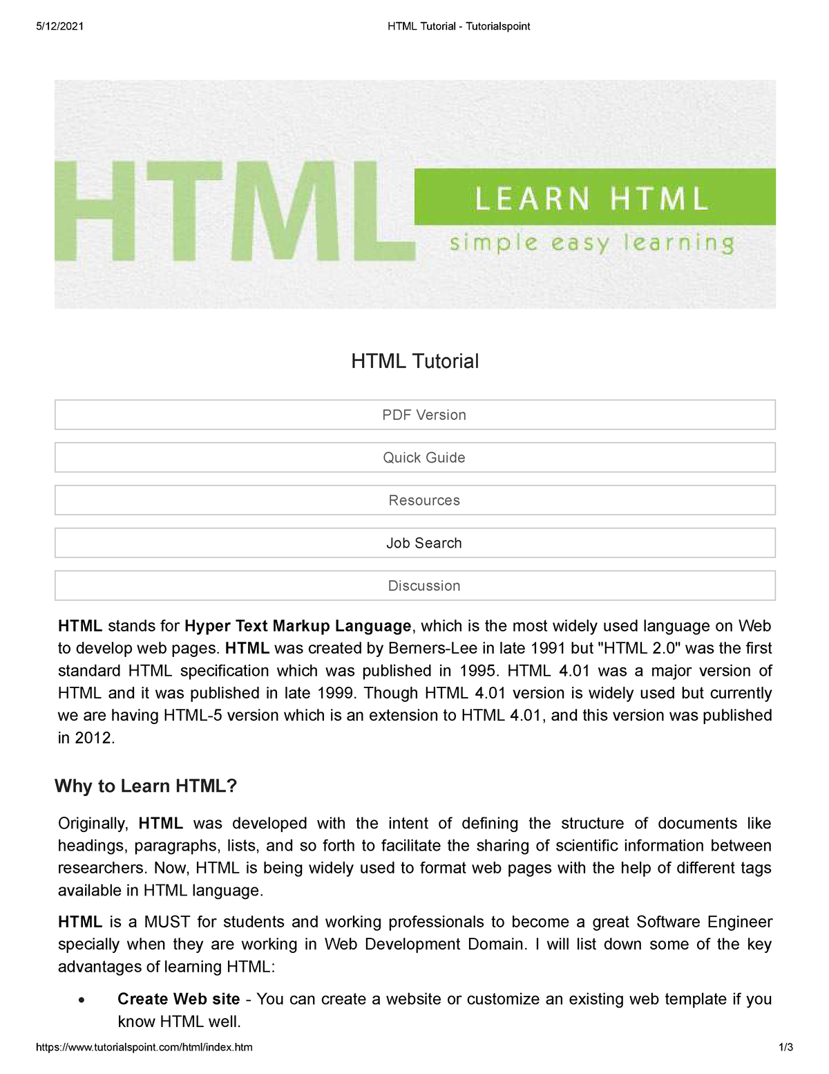 Tutorialspoint Html