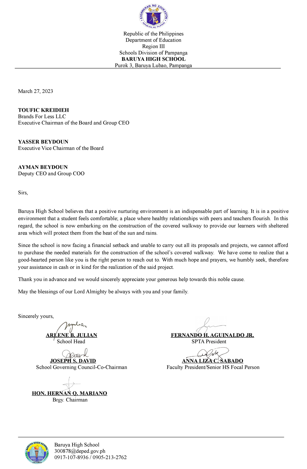 Solicitation Letter Final Republic Of The Philippines Department Of Education Region Iii 