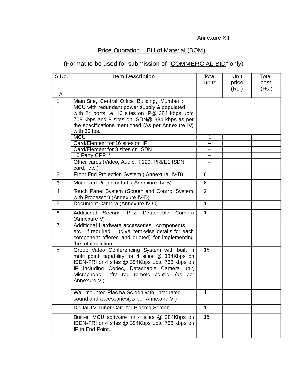 price-quotation-bill-of-material-annexure-xii-price-quotation-bill