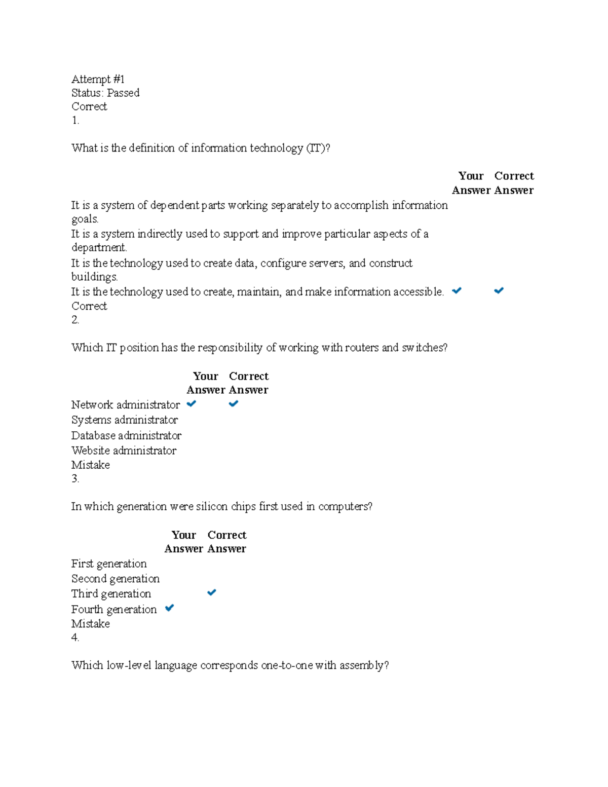 C182 Introduction To IT - Attempt # Status: Passed Correct 1. What Is ...