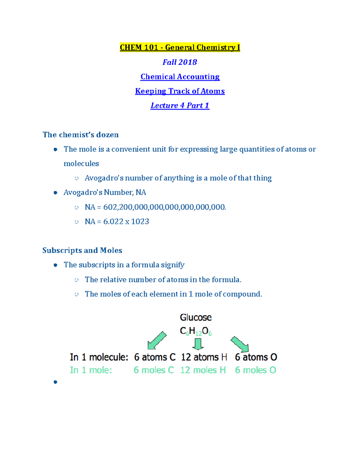 CHEM 101 Lecture 4 Part 1 - Fall 2018 - CHEM 101 - General Chemistry I ...