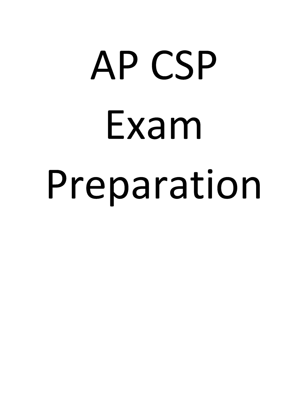 AP CSP Exam Study Guide with page numbers AP CSP Exam Preparation