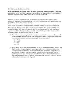 BIOL113 Practice Set 11 lectures 14-21 - Check your answers with the ...