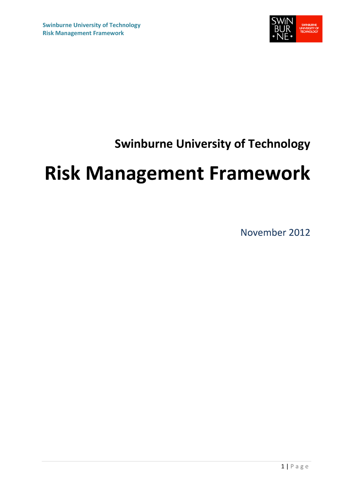 Risk-management-framework - Risk Management Framework Swinburne ...