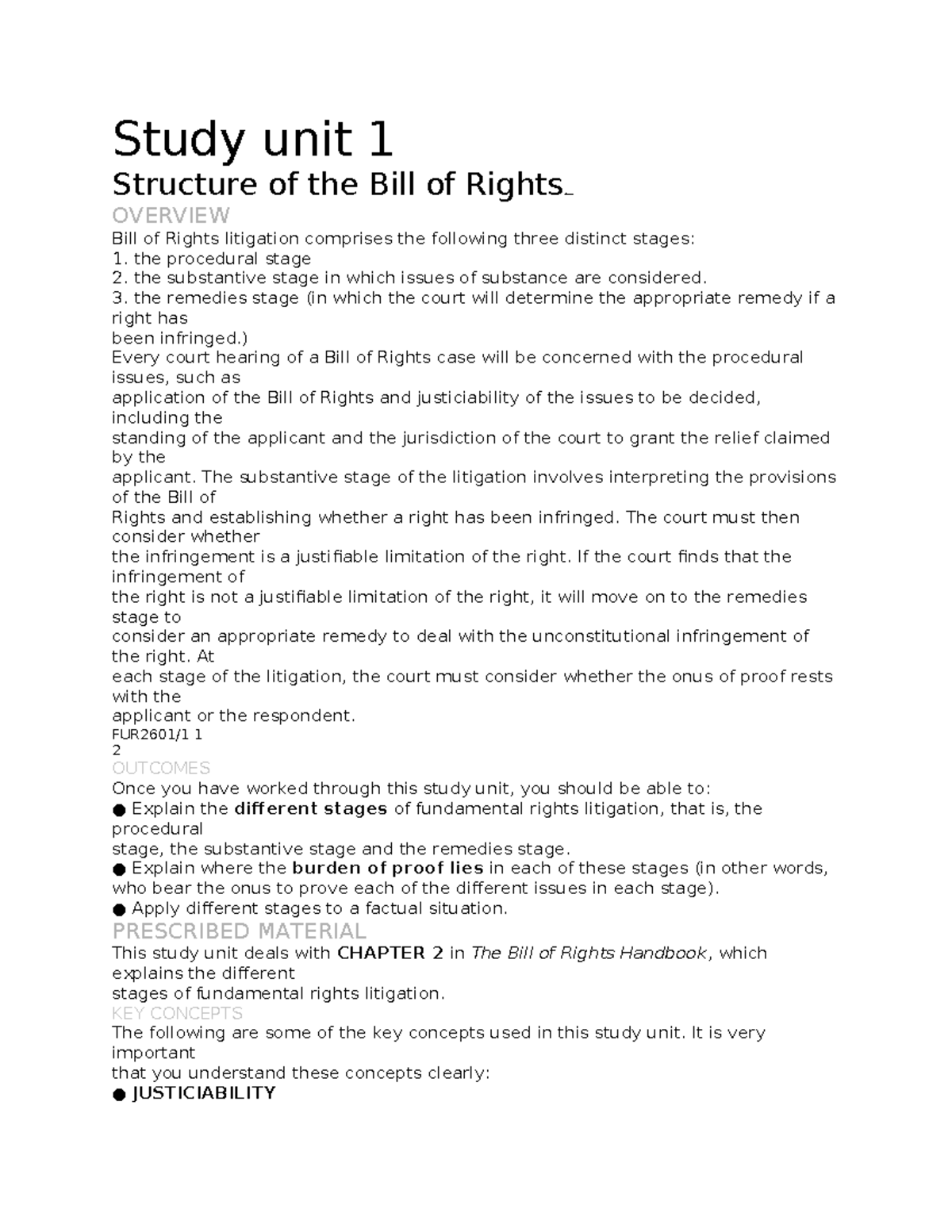 13 Notes Study Unit 1 Structure Of The Bill Of Rightsstudyunit 13 Notes Study Unit 1 Structure Of The Bill Of Rightsstudyunit