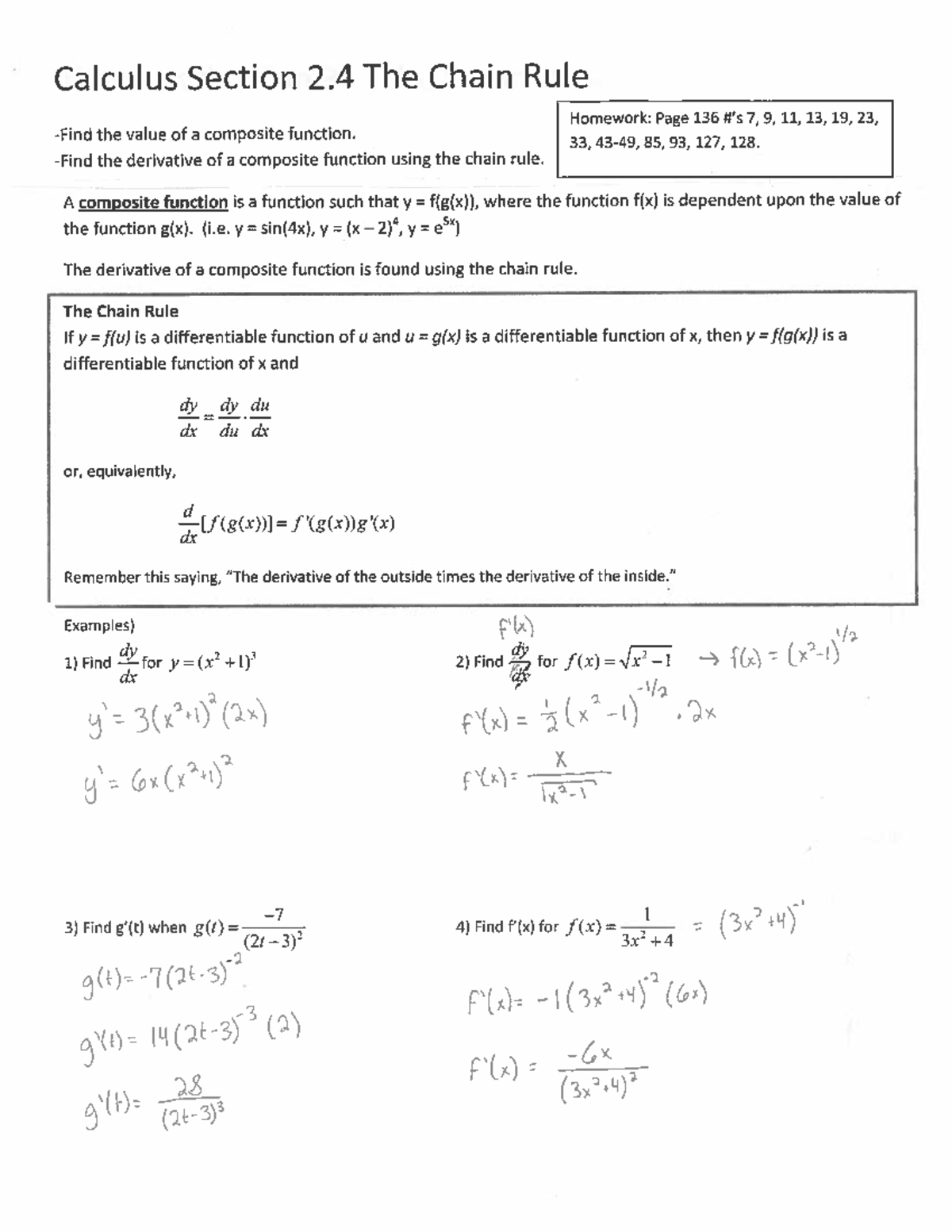 CalculusChain Rule Calculus Chain Rule Notes MATHM 211 Studocu