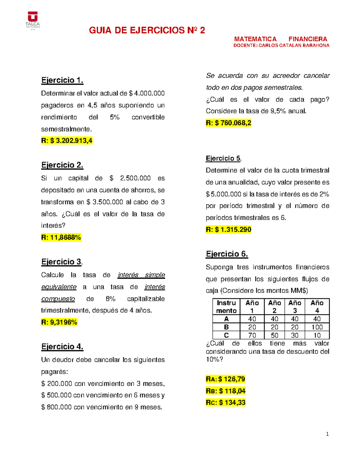 2 GUIA Ejercicio 0723 - GUIA DE EJERCICIOS Nº 2 MATEMATICA FINANCIERA ...