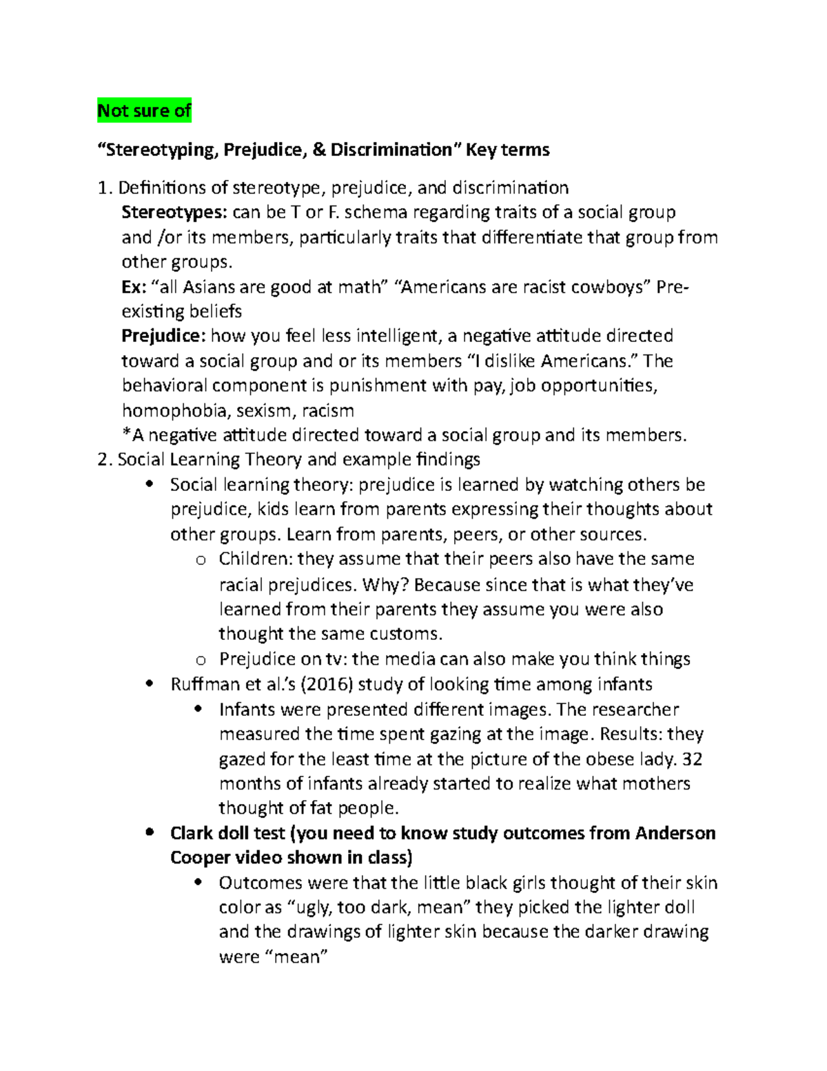 FINAL STUDY GUIDE COMPLETED (6) Stereotyping, Prejudice, and ...