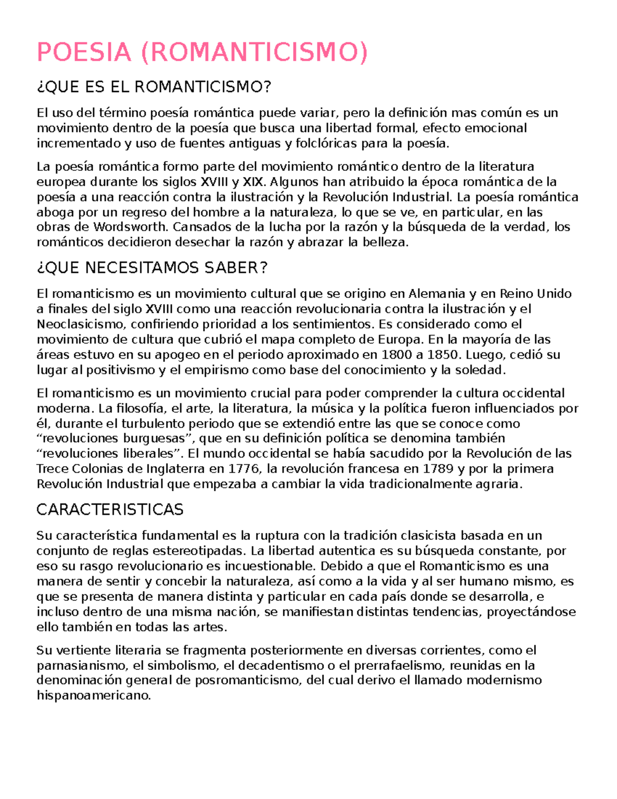 Poesia ( Romanticismo) - POESIA (ROMANTICISMO) ¿QUE ES EL ROMANTICISMO ...