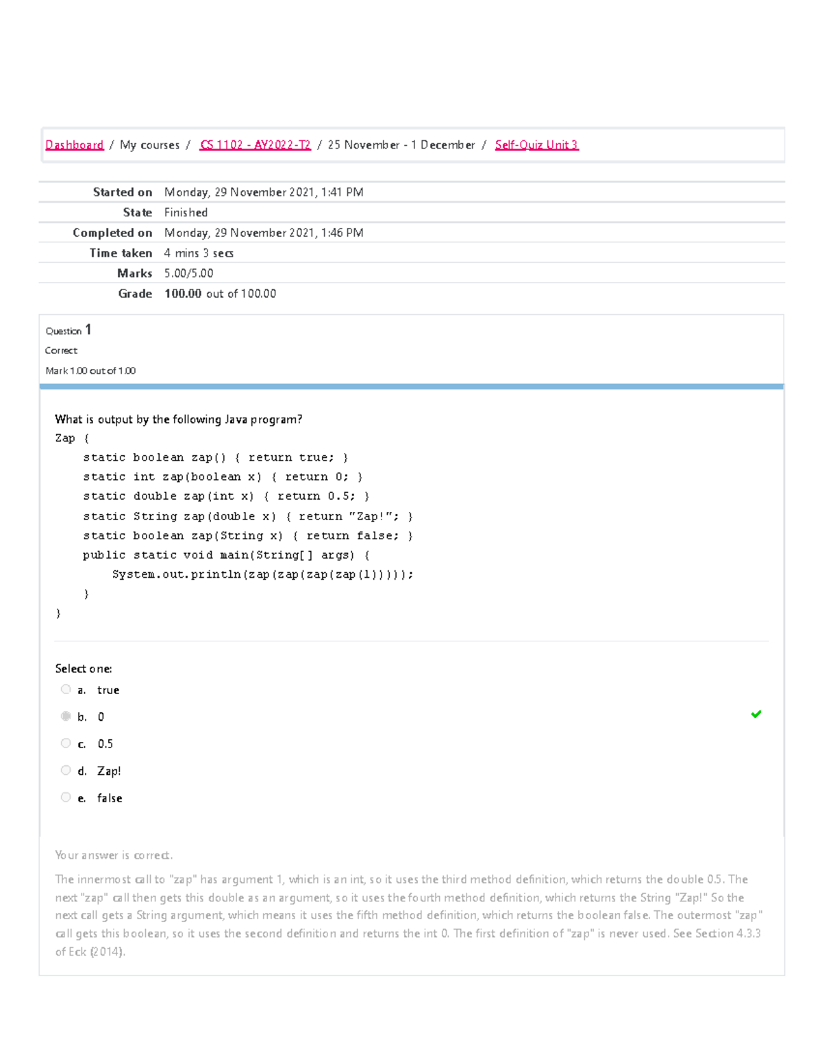 CS1102 Self-Quiz Unit 3 1 Attempt Review - Started On Monday, 29 ...