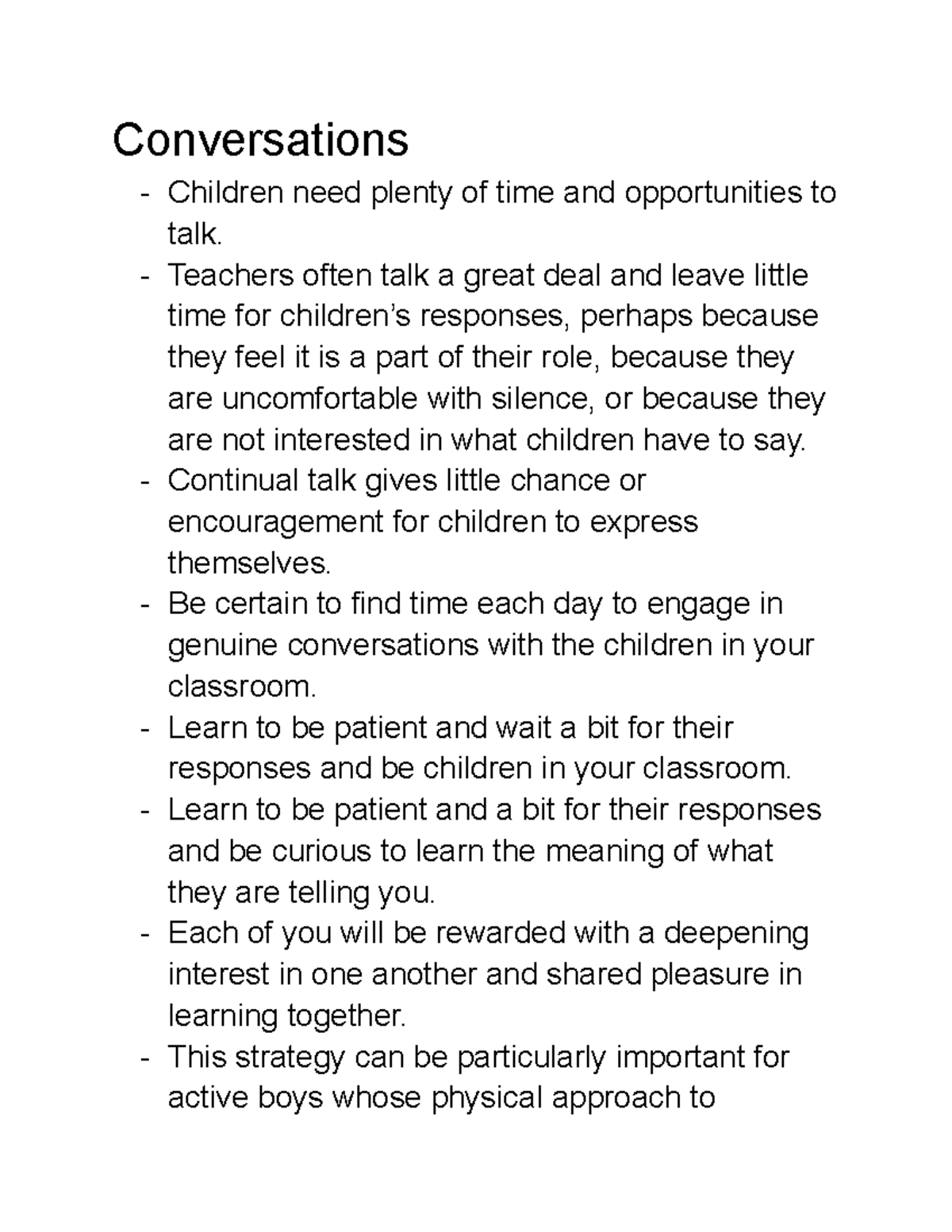 Conversations - Conversations Children need plenty of time and ...
