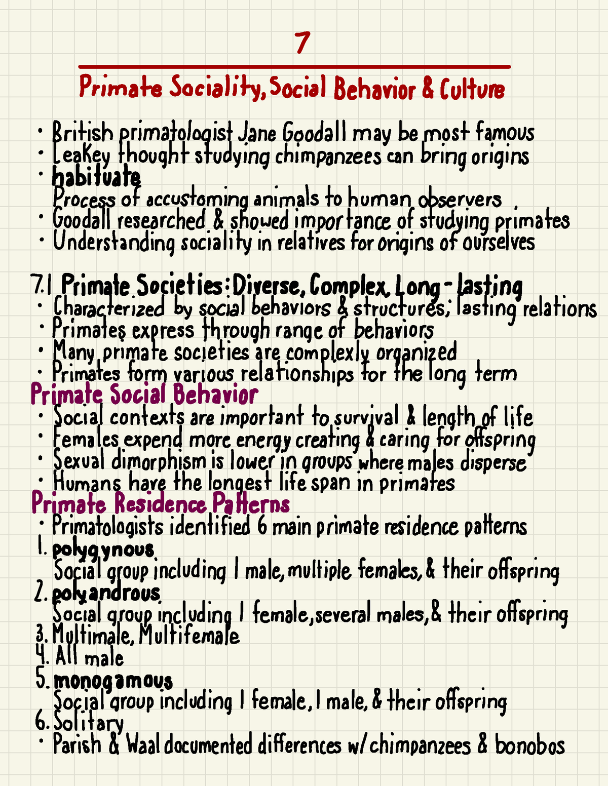 ANTH 102 7 - Overview Of Chapter 7: Primate Sociality, Social Behavior ...