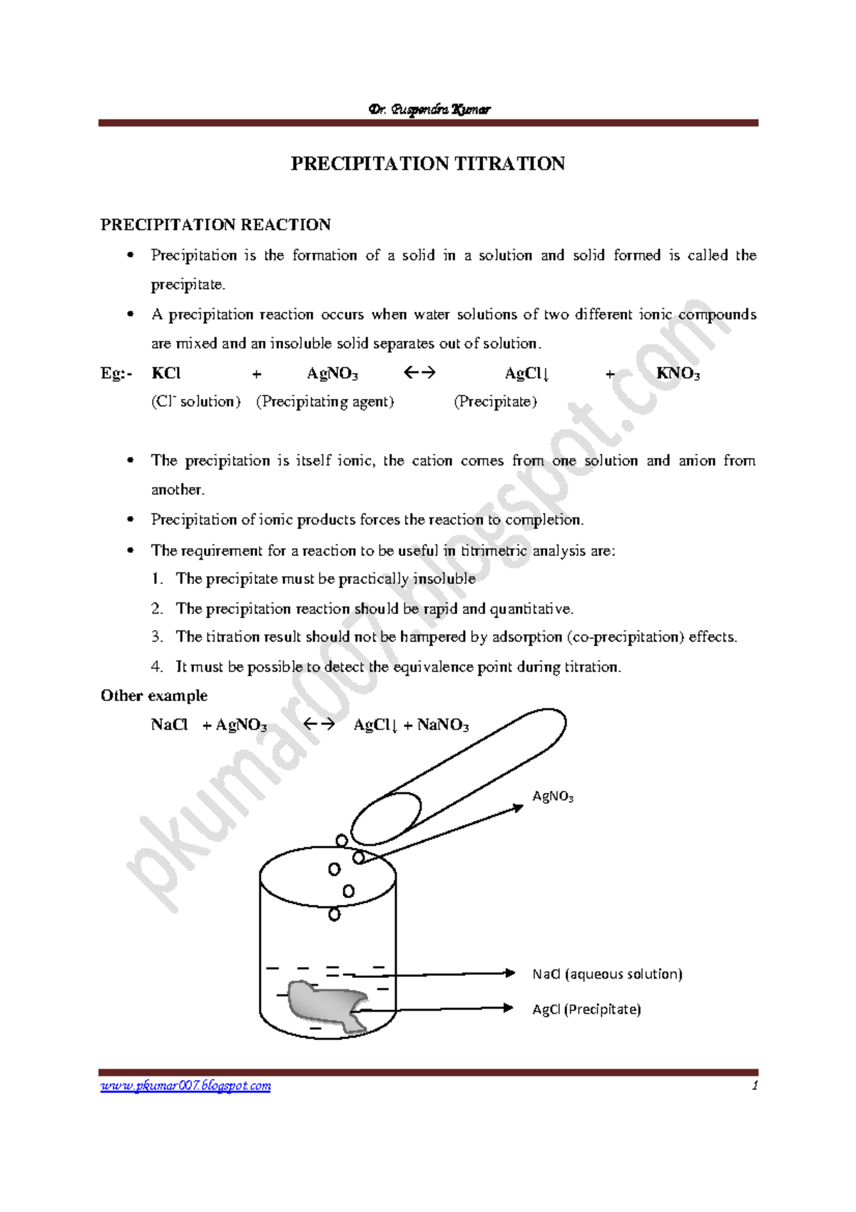 Precipitation Titration PRECIPITATION TITRATION Studocu