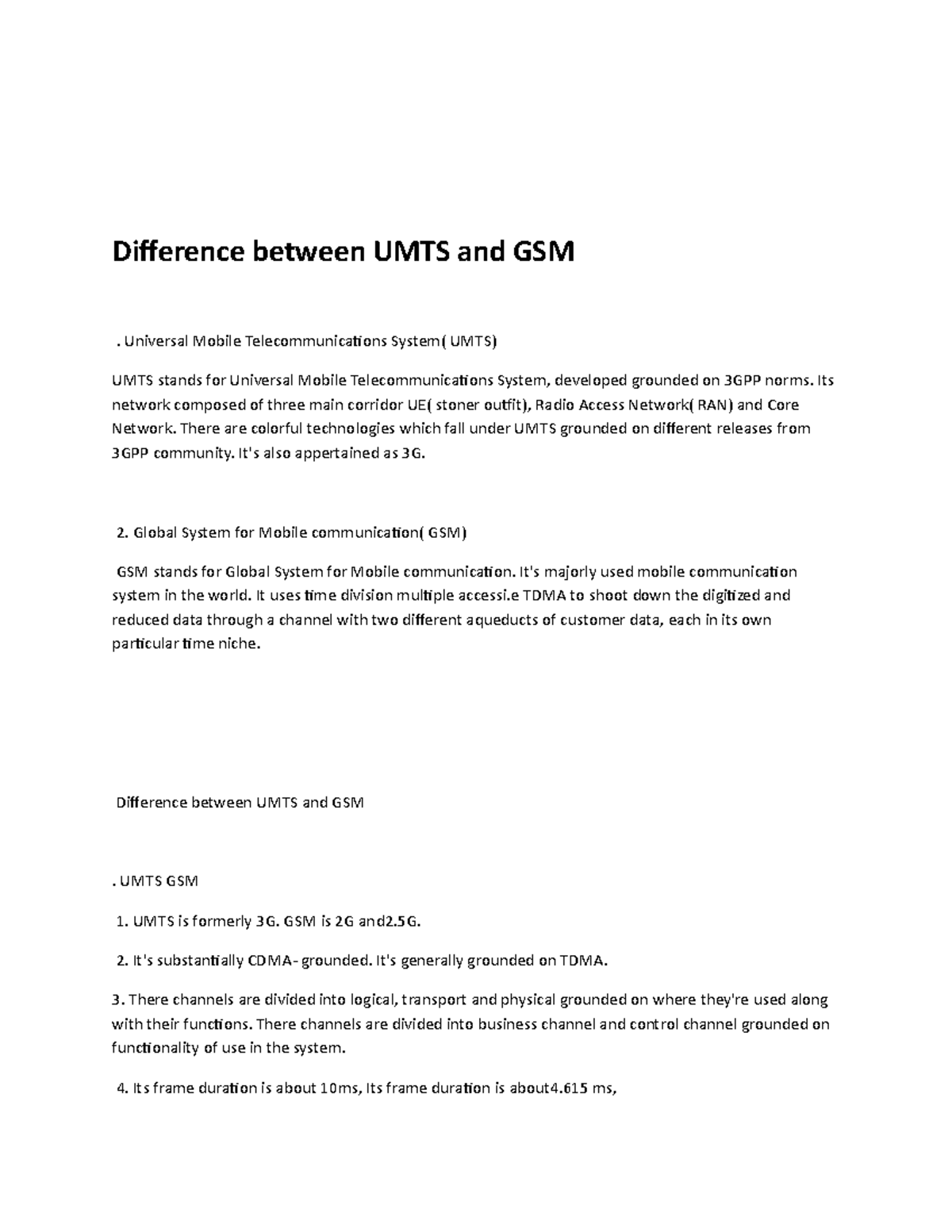 Difference between UMTS and GSM - Universal Mobile Telecommunications ...