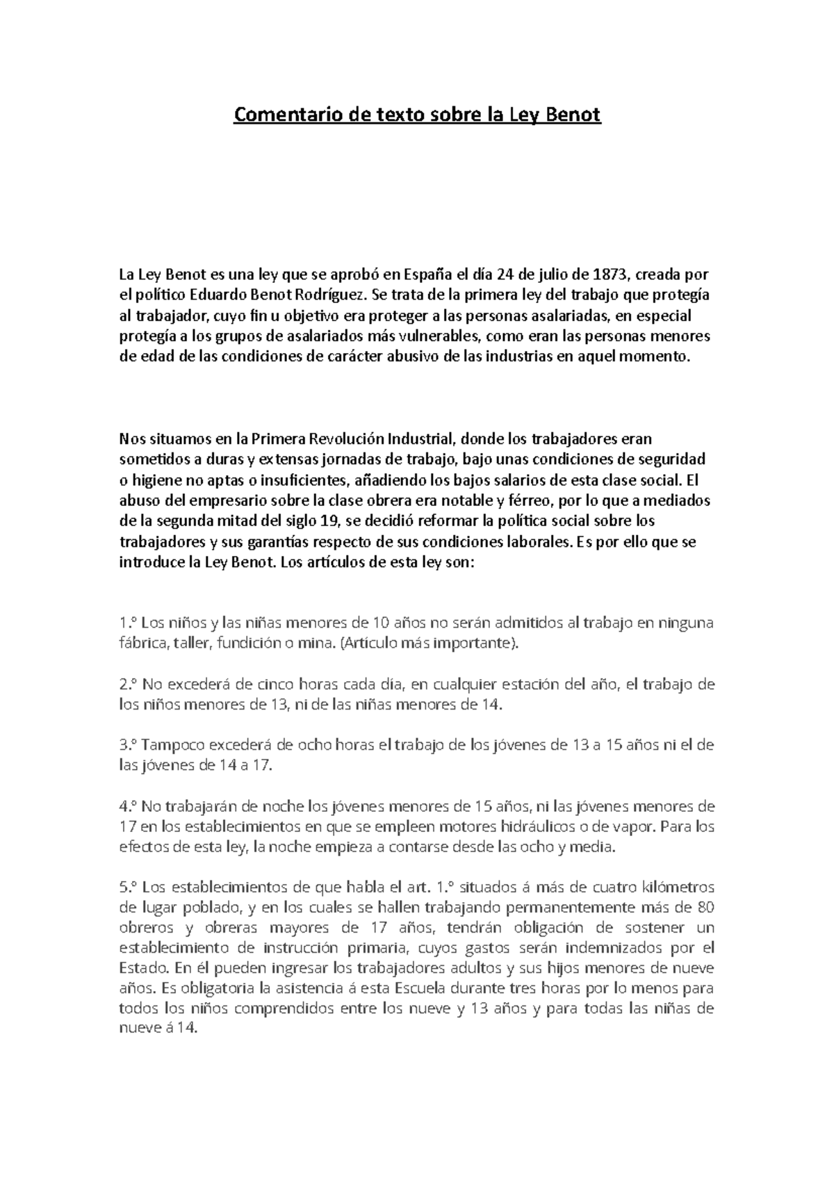 Comentario - Ley Benot - Práctica sobre Derecho del Trabajo ...