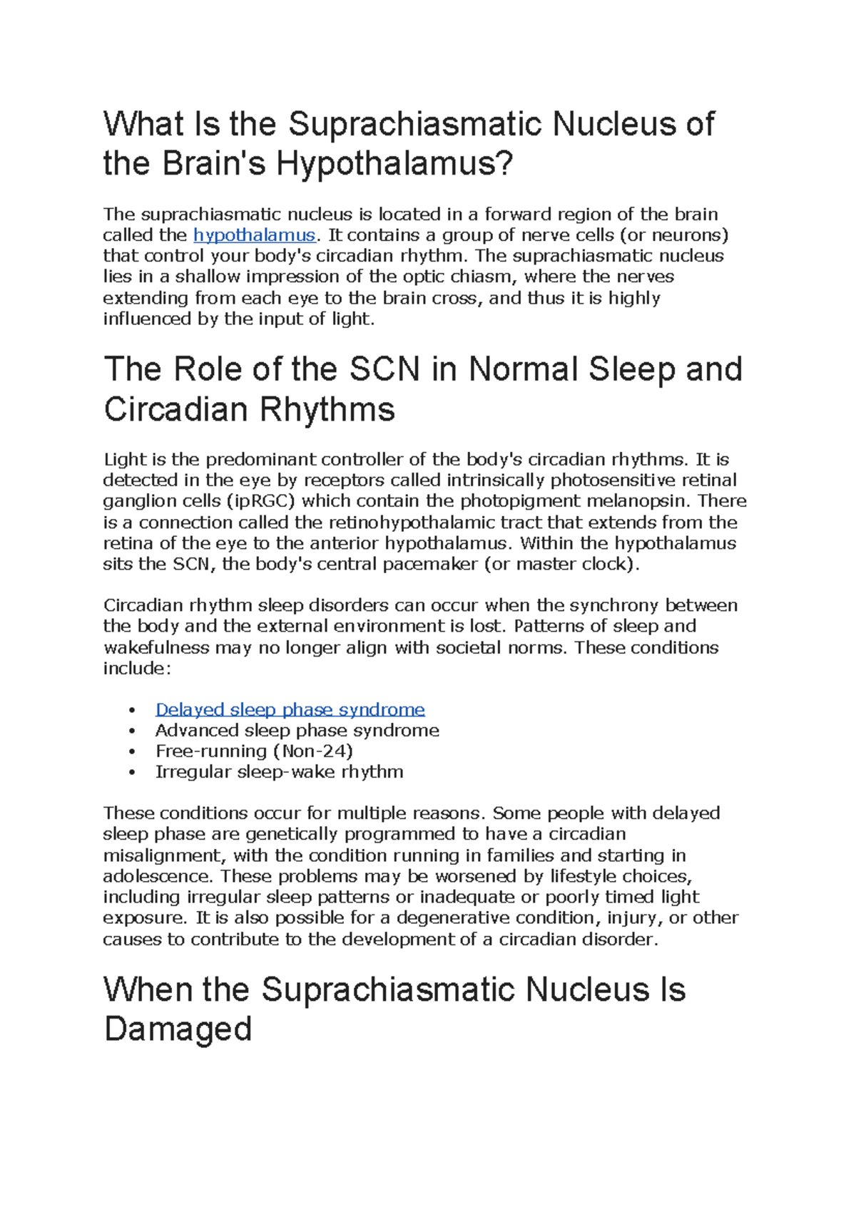 What Is the Suprachiasmatic Nucleus of the Brain module 4 - What Is the ...