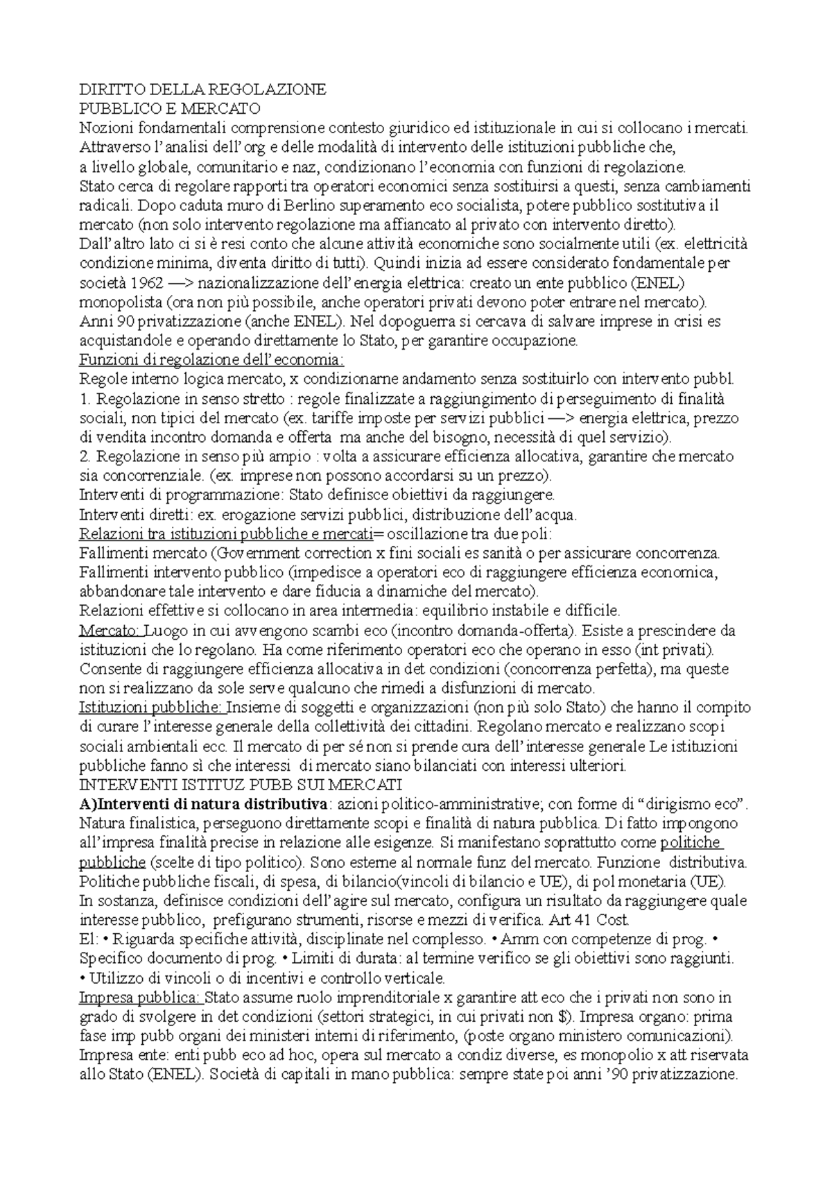 Regolazione Parte 1 Appunti Lezione - DIRITTO DELLA REGOLAZIONE ...