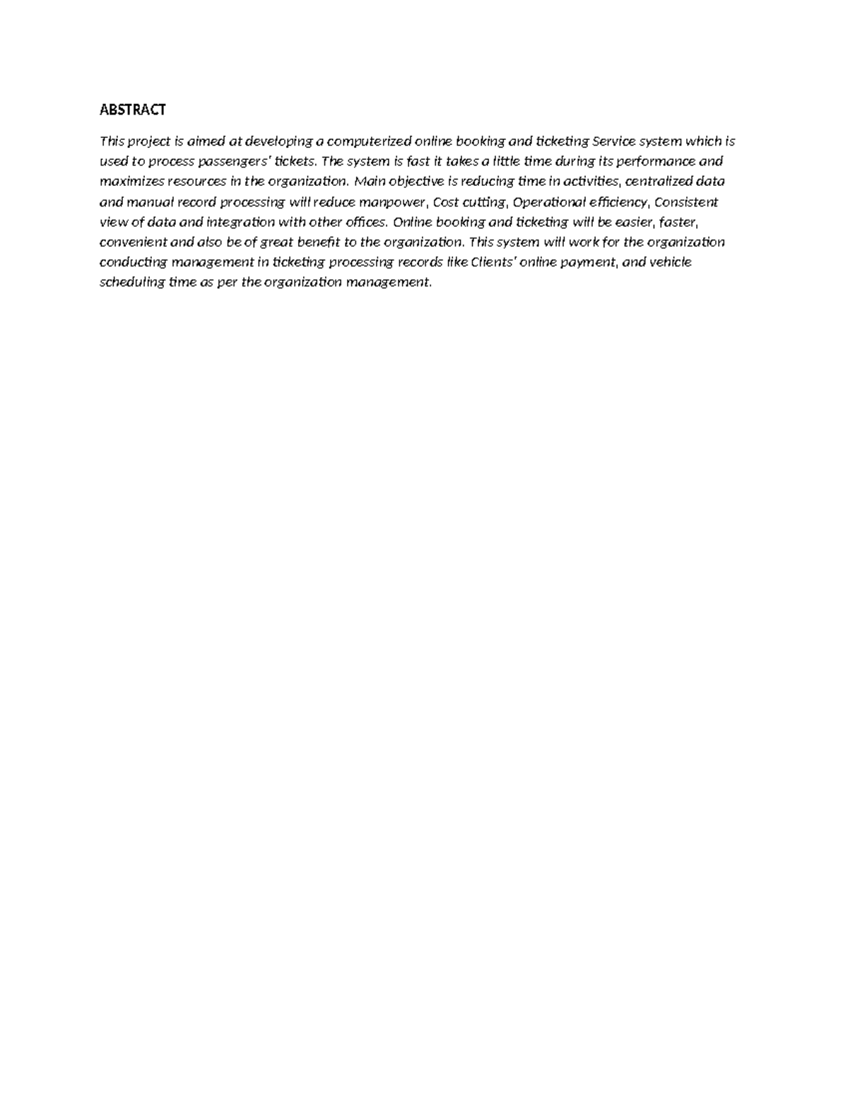 Abstract - NOTES - ABSTRACT This project is aimed at developing a ...