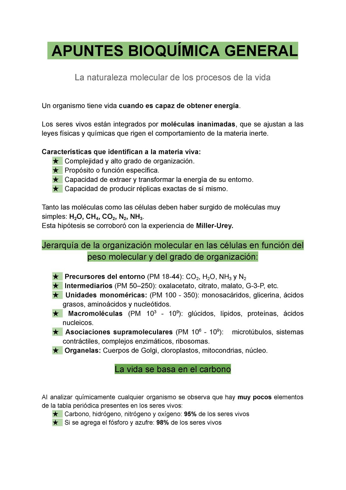 Apuntes Bioquímica General - APUNTES BIOQUÍMICA GENERAL La Naturaleza ...