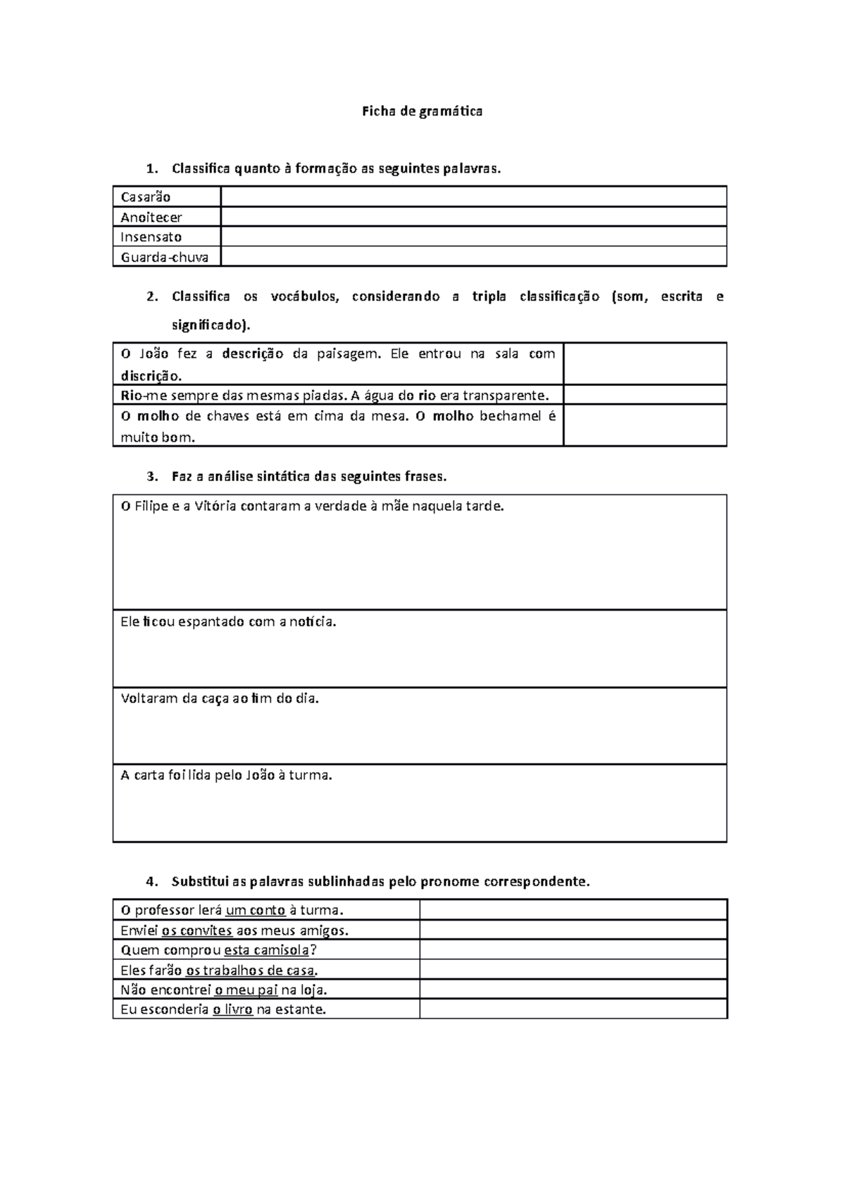 Ficha De Gram Tica Ano Ficha De Gram Tica Classifica Quanto Forma O As Seguintes