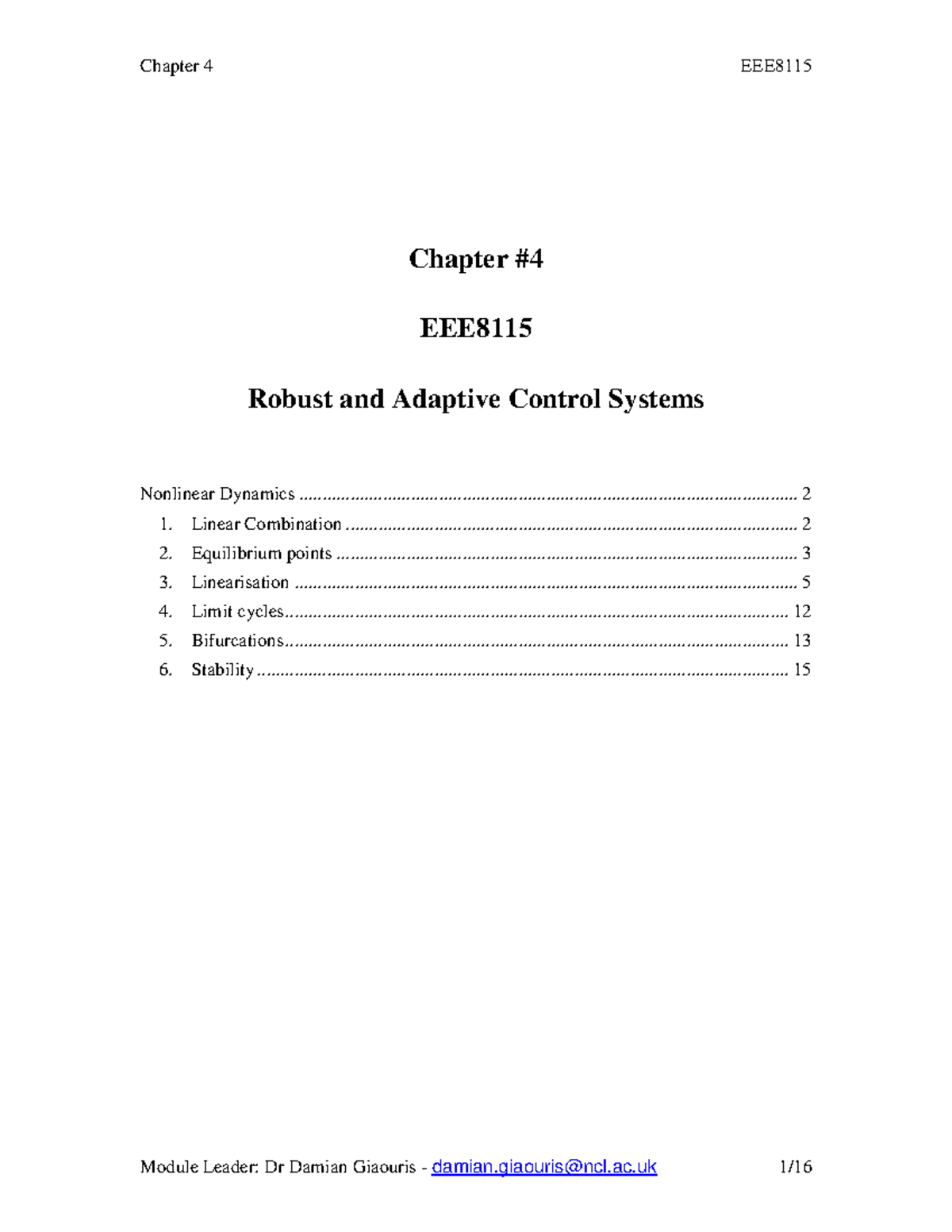 Chapter 4 Robust And Adaptive Control Systems - Robust And Adaptive ...