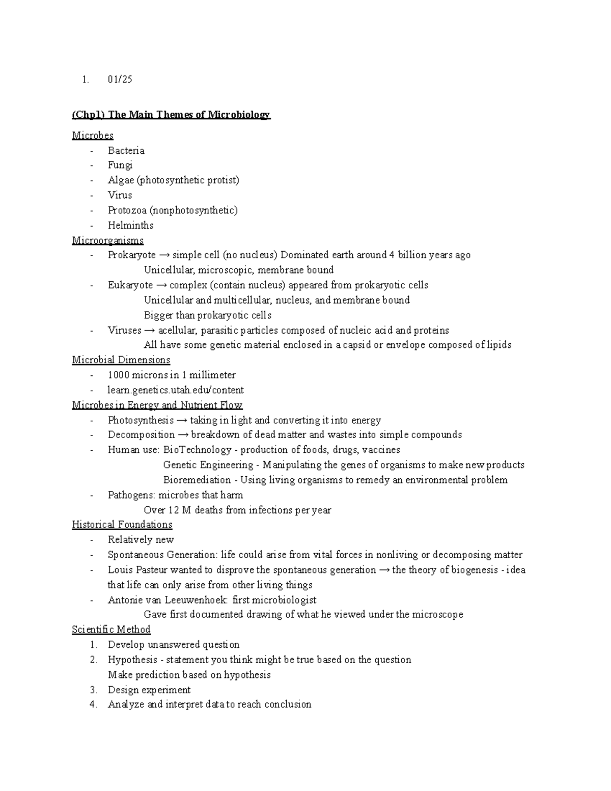 BIOL 235 - 1. 01/ (Chp1) The Main Themes of Microbiology Microbes ...