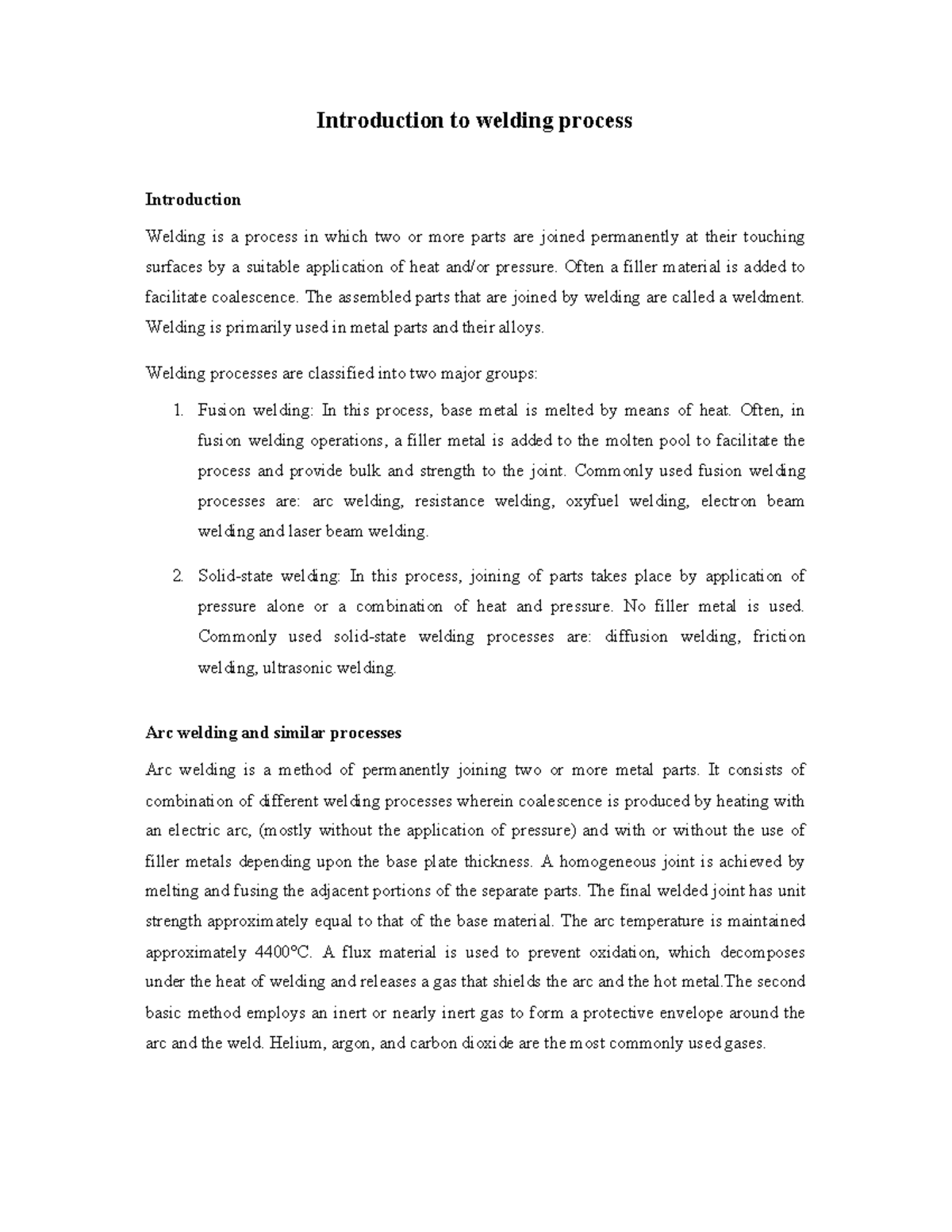 M6L1 - Lecture notes 1 - Introduction to welding process Introduction ...