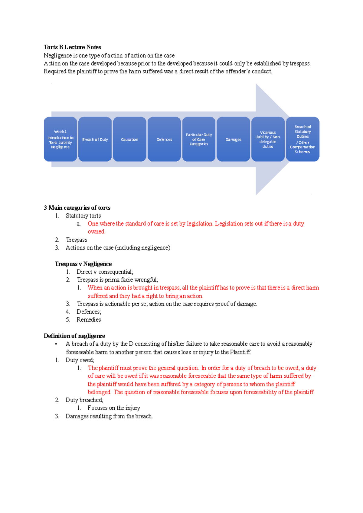 Torts B Lecture Notes - Torts B Lecture Notes Negligence Is One Type Of ...