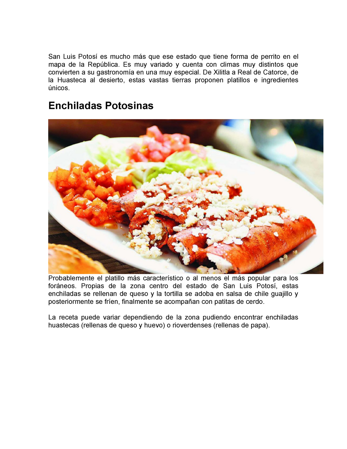  y su Gastronomia 1 - San Luis Potosí es mucho más que ese  estado que tiene forma de - Studocu