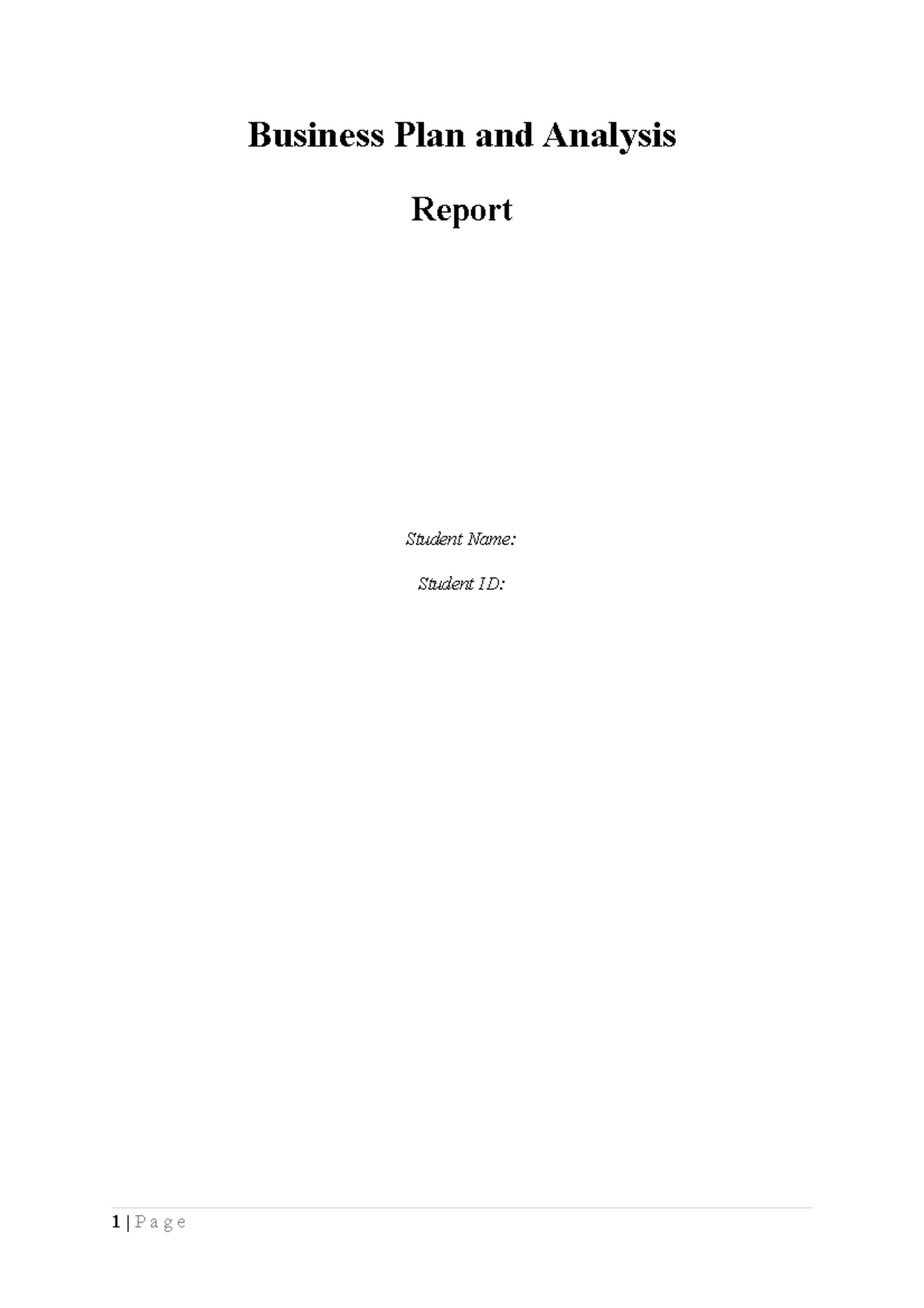 business plan analysis report