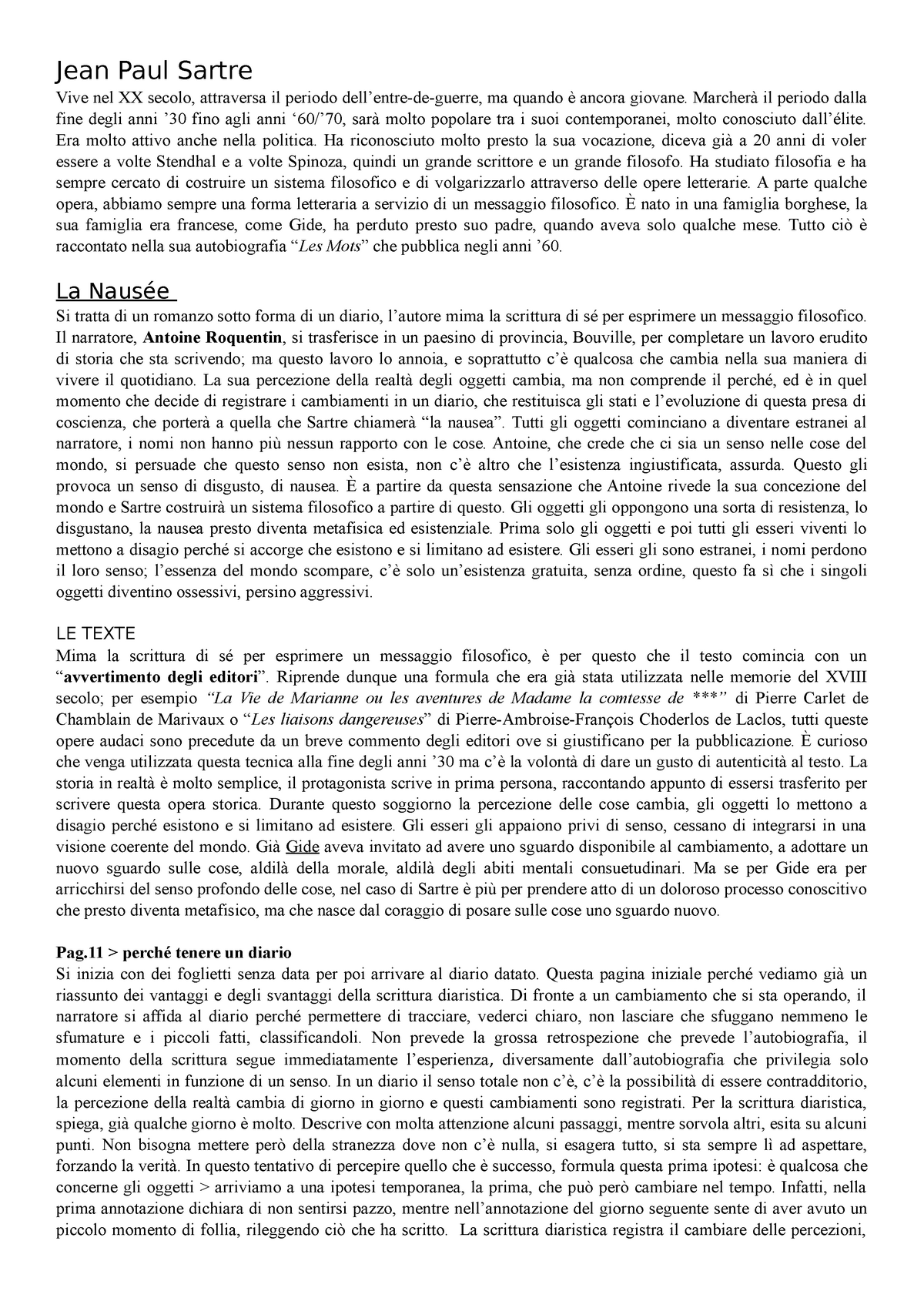 La Nausea - Jean-paul Sartre - Jean-Paul Sartre LA NAUSEA Foglio senza data  La miglior cosa sarebbe - Studocu