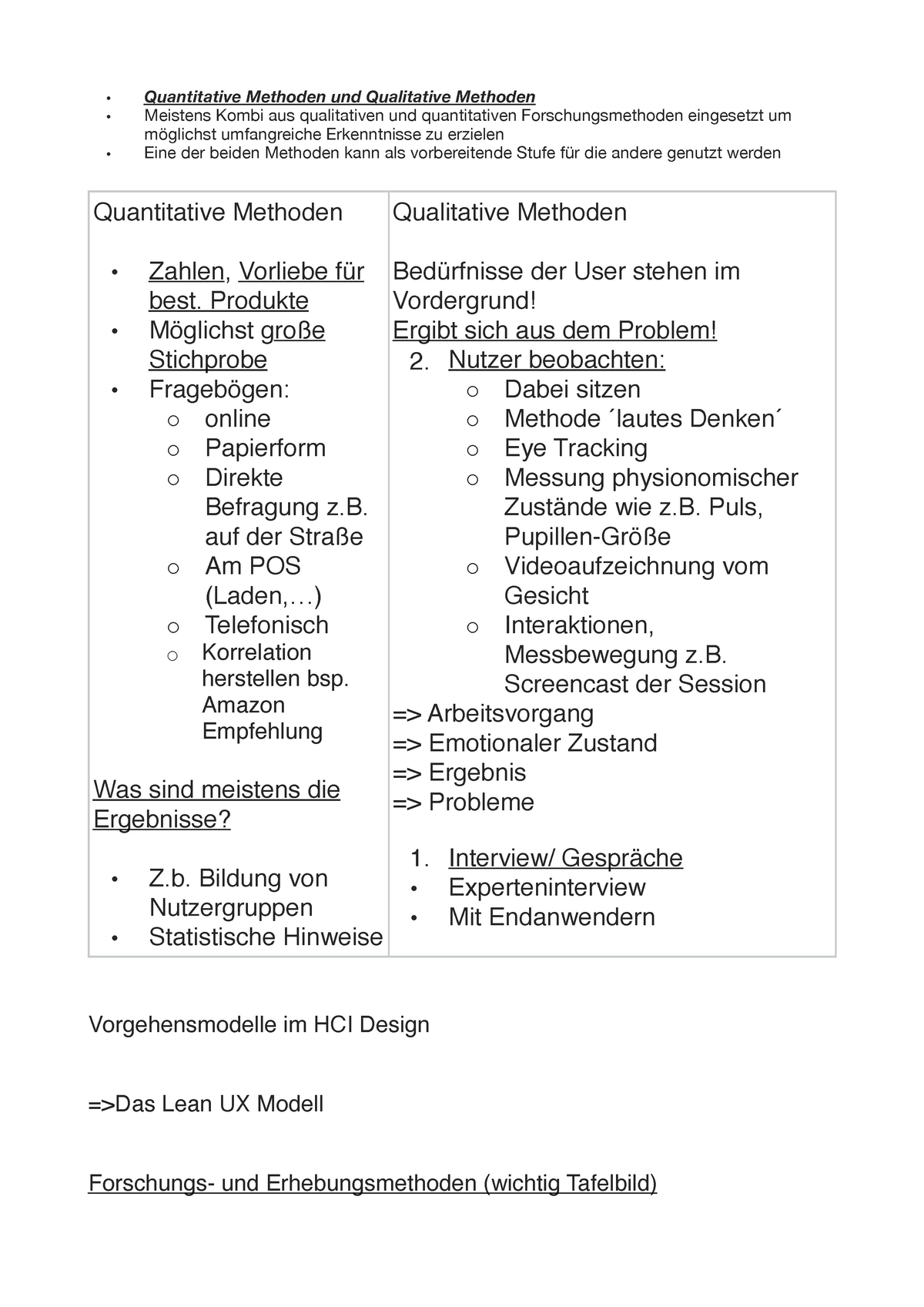 HCI Vorlesung - Quantitative Methoden Und Qualitative Methoden Meistens ...