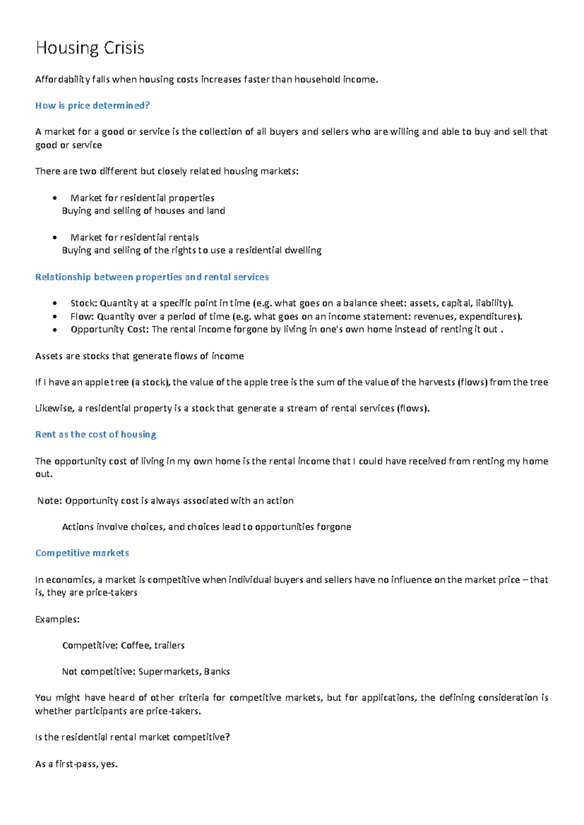 Housing Crisis - notes - Housing Crisis Affordability falls when ...