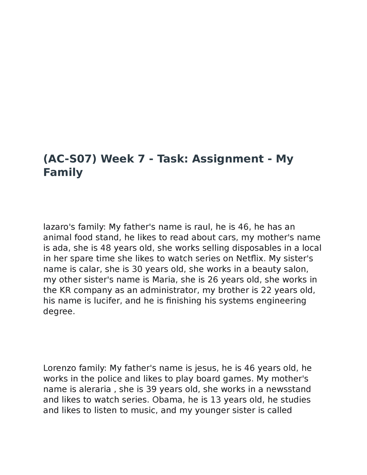 week 07 task assignment my family