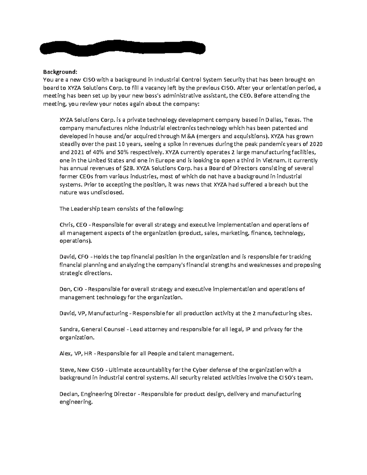 Casefile 1 These docs unique assignments and case studies 6th