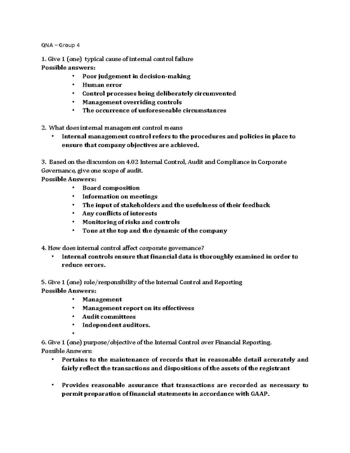 QNA Group 4 - Lecture notes 1 - QNA – Group 4 Give 1 (one) typical ...