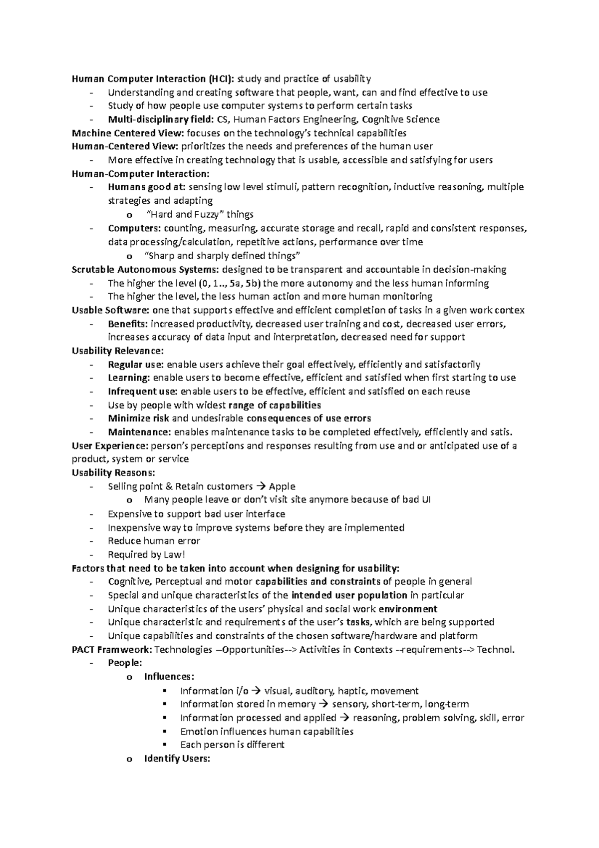 Human Computer Interaction Summary - Whole Subject - Human Computer ...