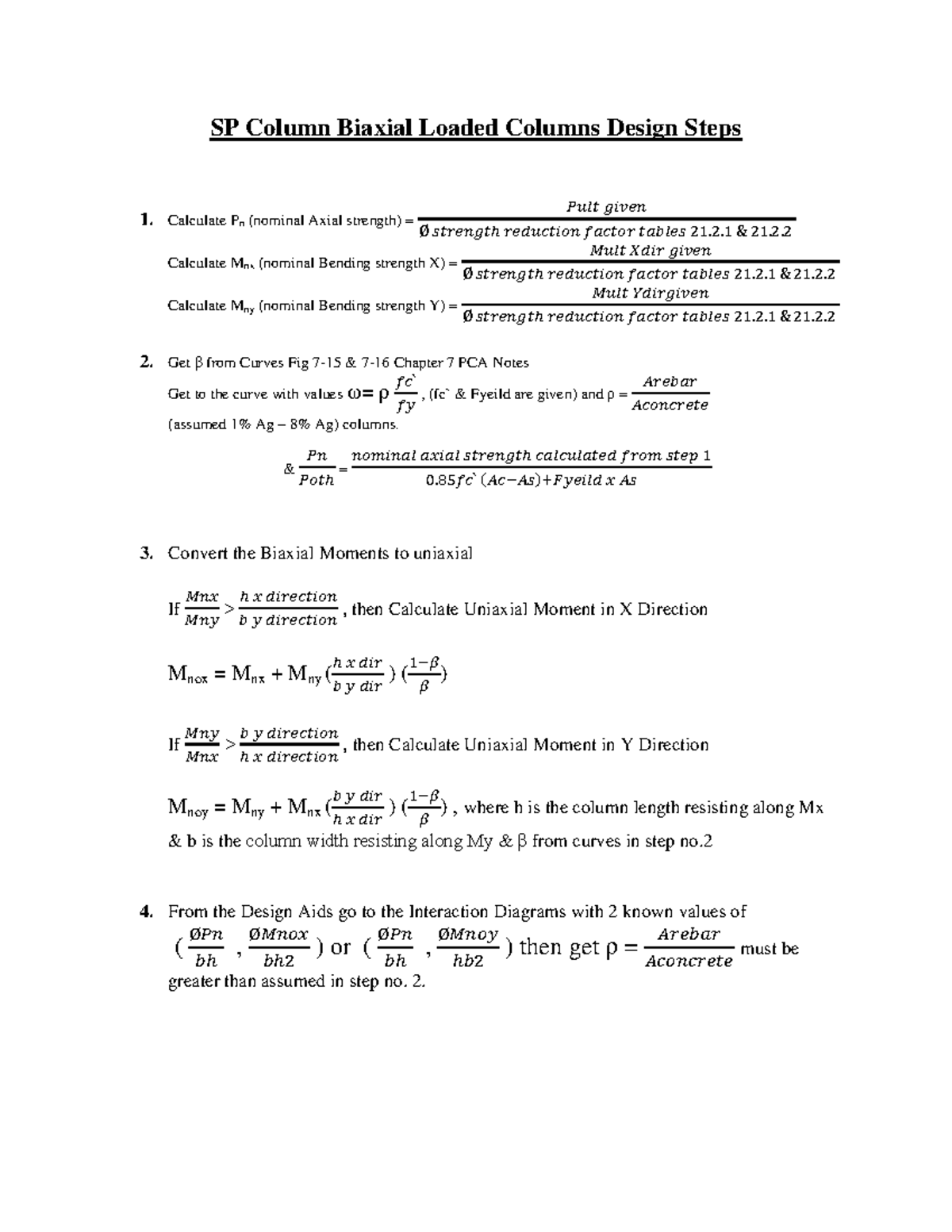 SP Column Biaxial Design Of Columns - SP Column Biaxial Loaded Columns ...