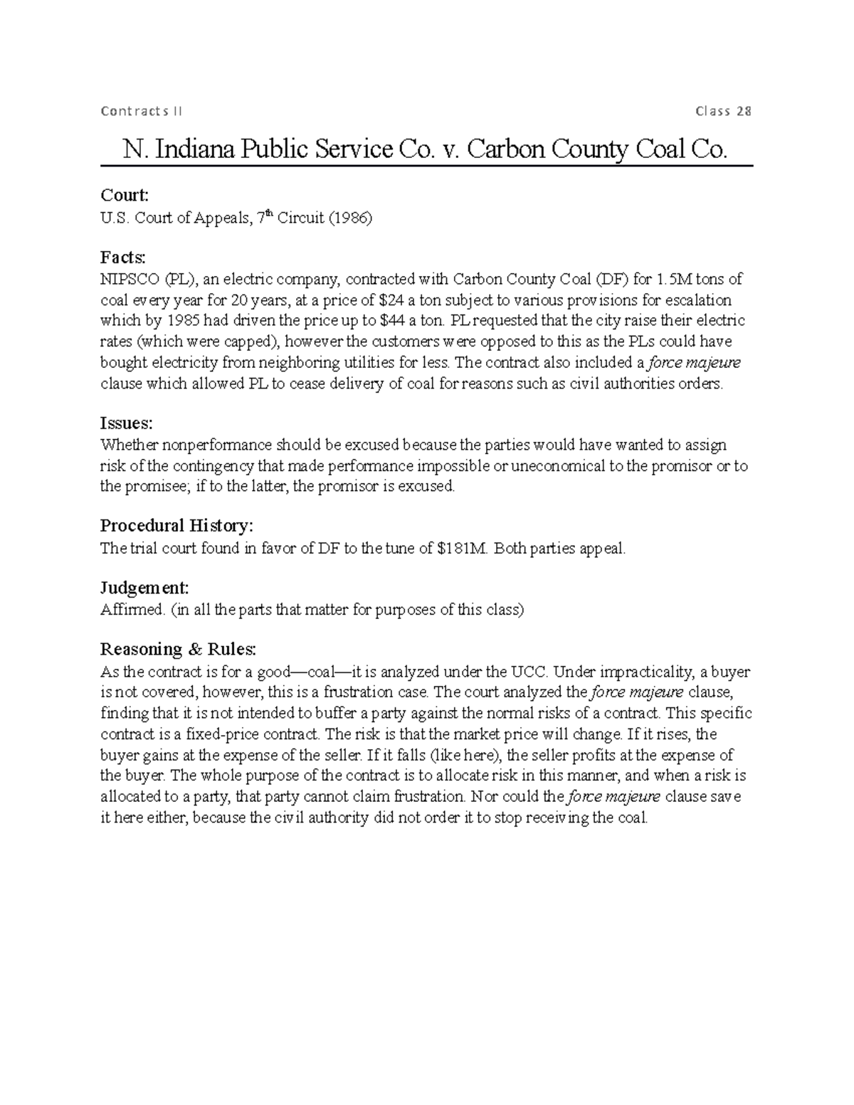 Northern Indiana Public Service Co. v. Carbon County Coal Co