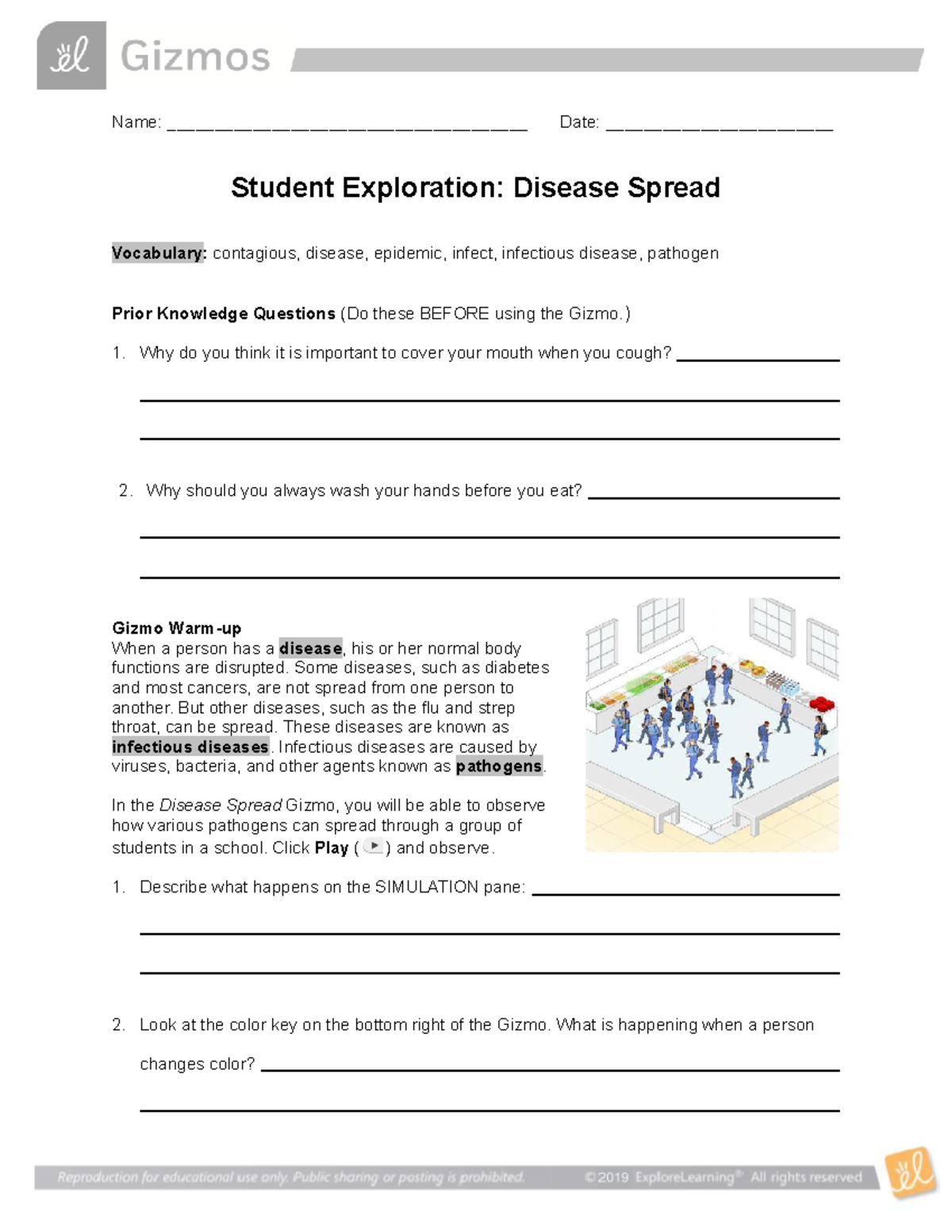 Disease Spread Gizmo Lab Student Copy Immune System Name