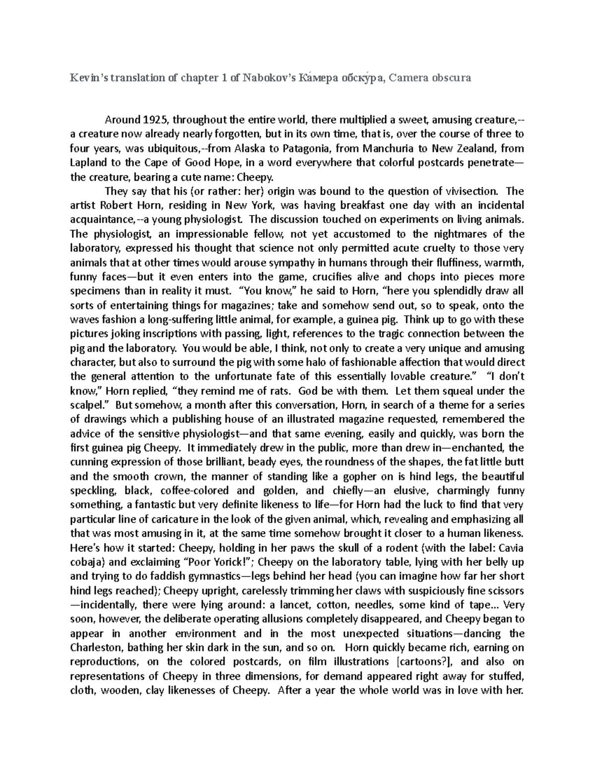 Kamera Obskura Translation Kevin’s translation of chapter 1 of