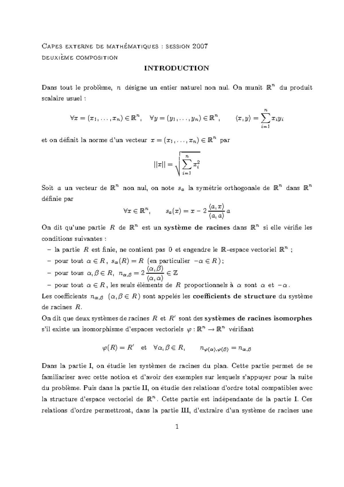Capes 2007 M2 Enonce - Capes externe de math ́ematiques : session 2007 ...