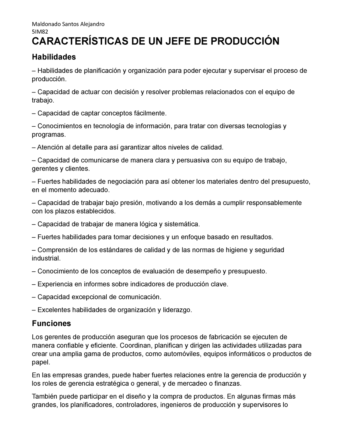 Características De Un Jefe De Producción 5im CaracterÍsticas De Un Jefe De ProducciÓn 4090