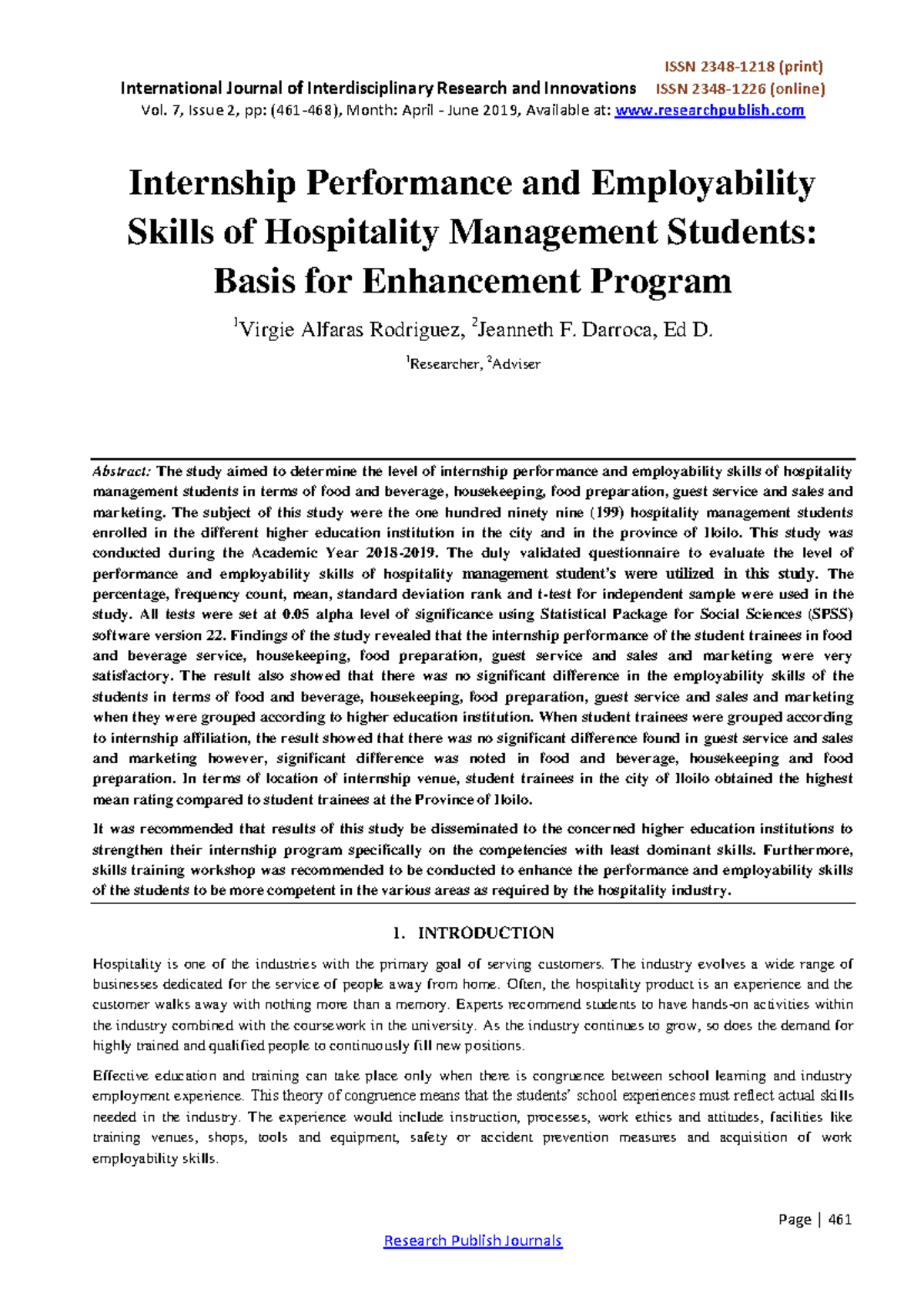 Internship-Performance-7645 - International Journal of ...