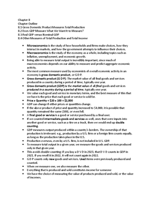 Macroeconomic 1 - notes - Gross domestic product (GDP): is the sum of ...