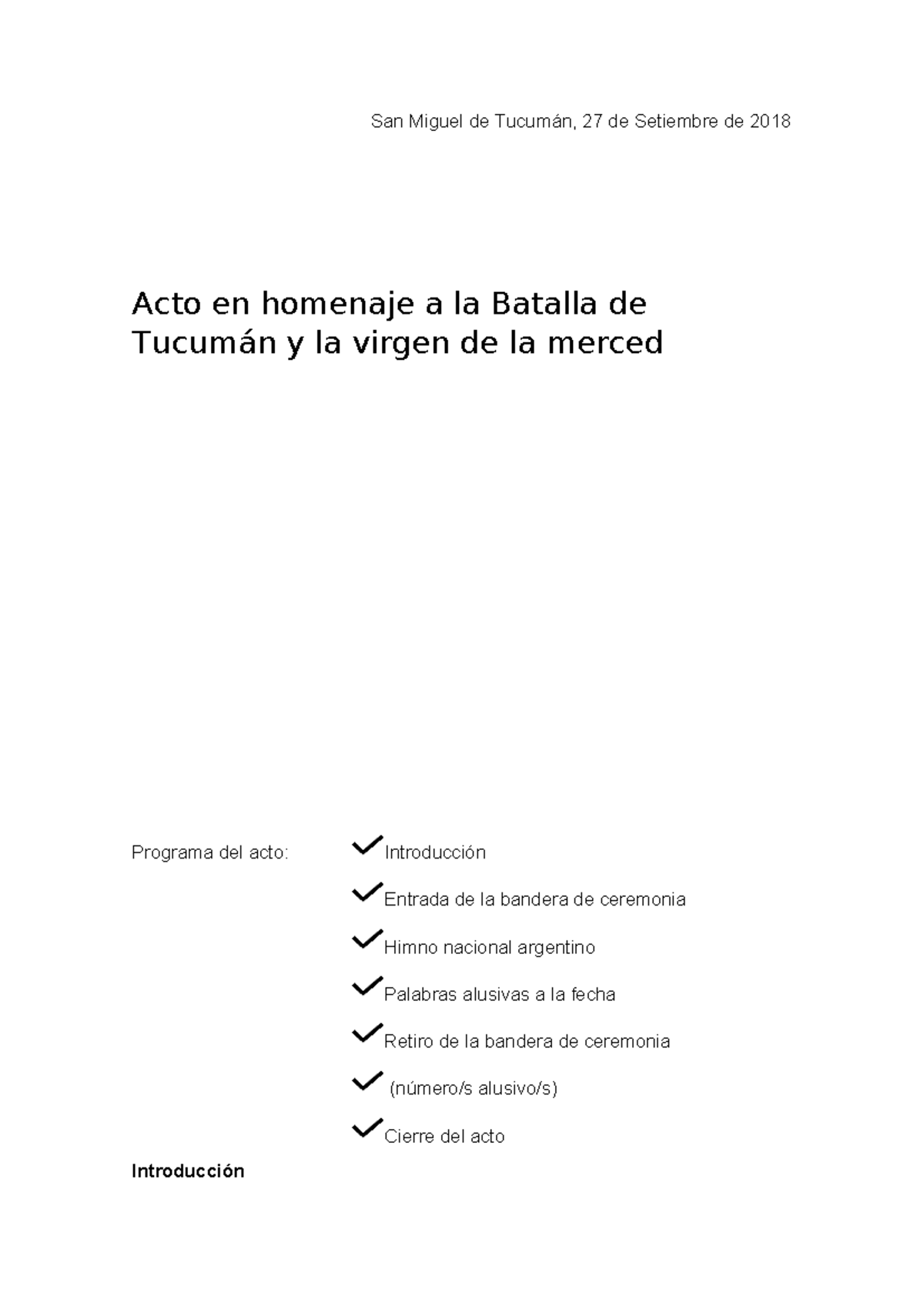 Acto batalla de tucuman - San Miguel de Tucumán, 27 de Setiembre de ...