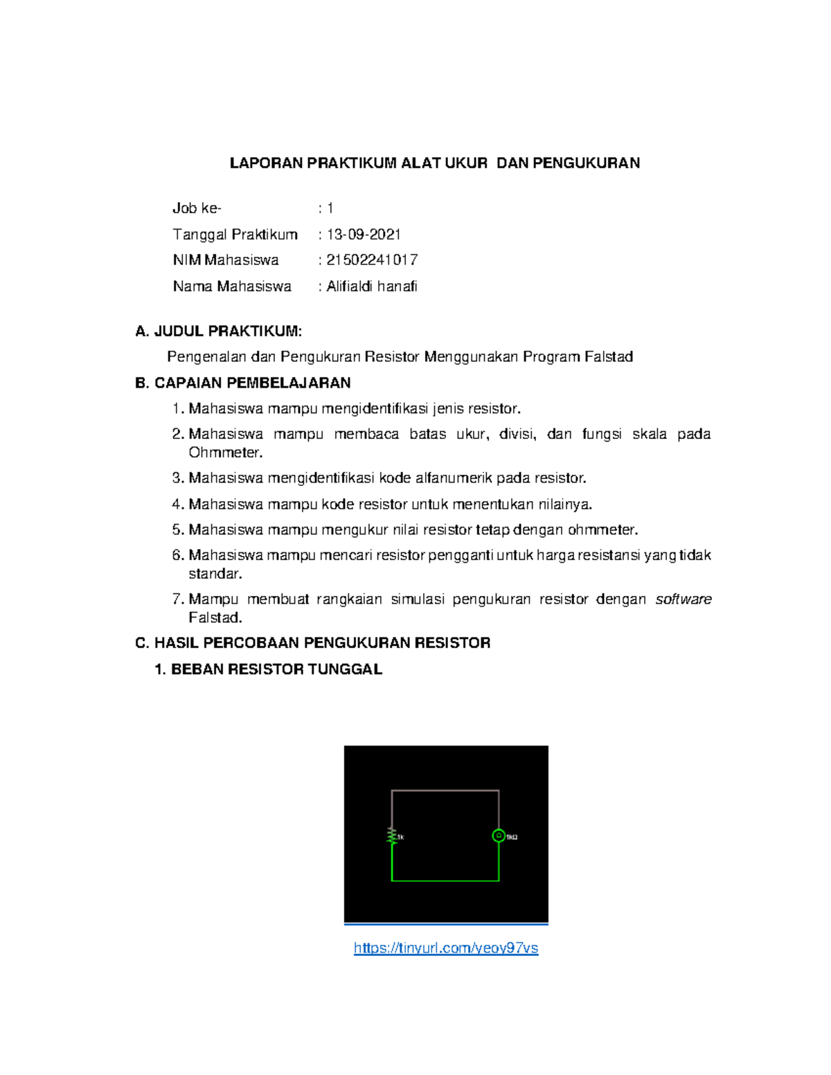 Laporan Praktikum Alat Ukur Dan Pengukuran Pengenalan Dan Pengukuran ...