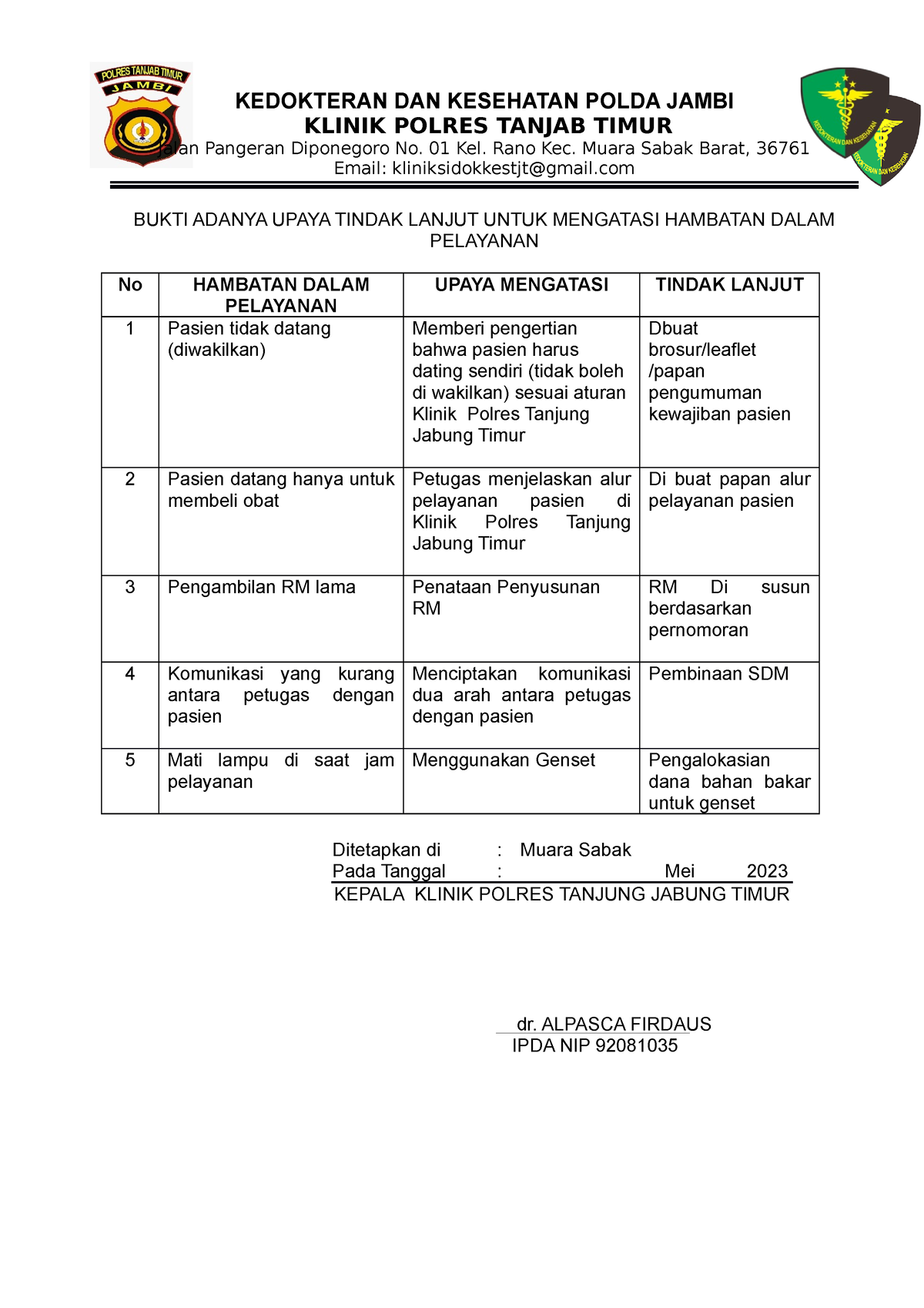 3.1.6 Bukti Adanya Upaya Tindak Lanjut (cadangan) - Pendidikan Dan ...